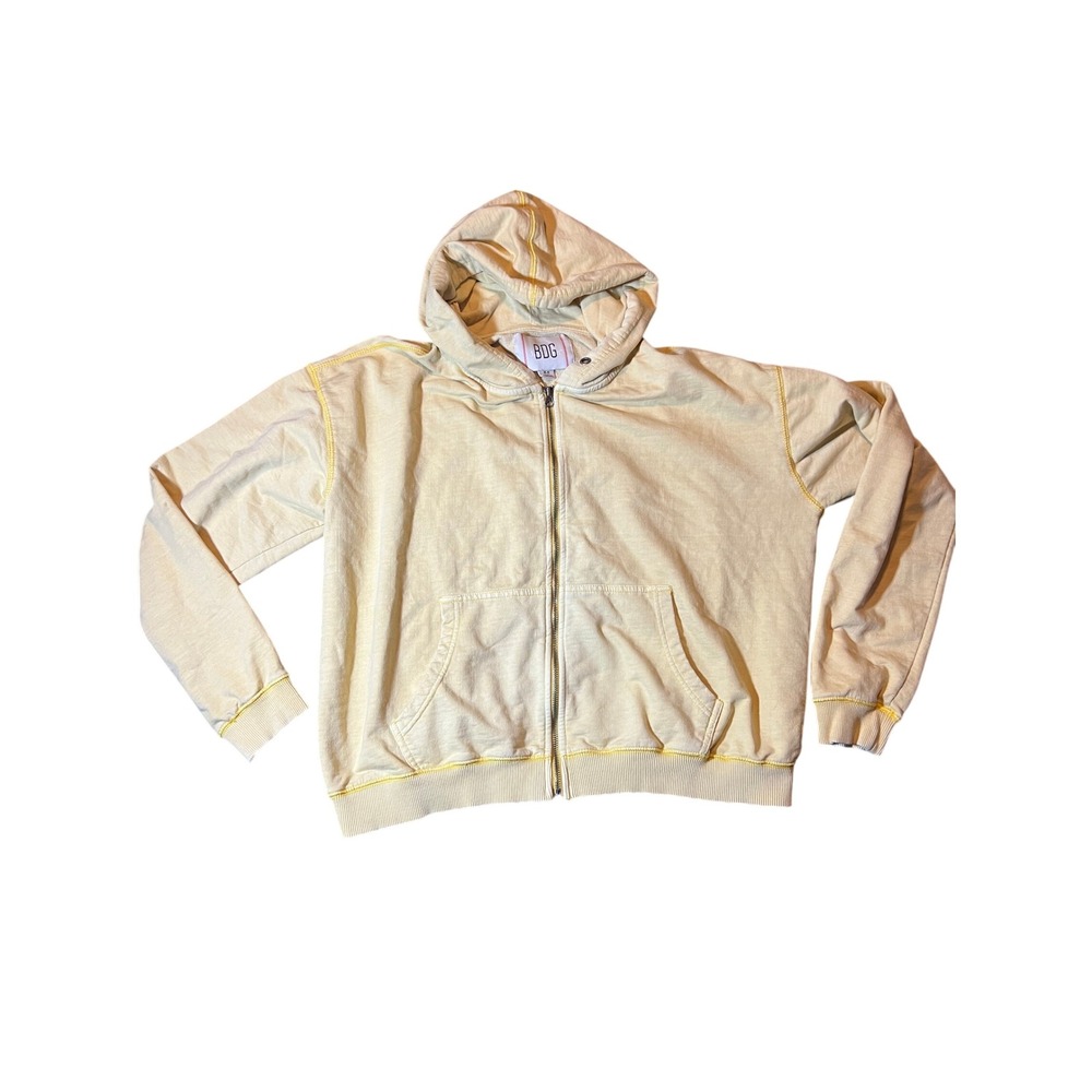 BDG Bonfire Solid Zip-Up Yellow Sweatshirt M